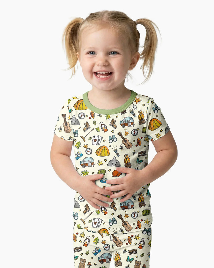 Love Camping Matching Family Bamboo Two Piece Short Sleeve Pajama Set