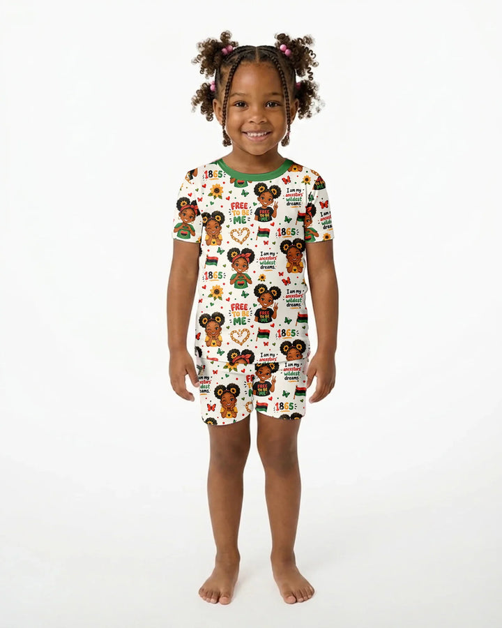 Juneteenth I am My Ancestors' Wildest Dream Bamboo Two Piece Short Sleeve Shorts Pajama Set
