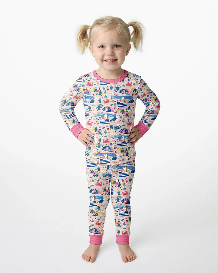 A Day At The Shore Bamboo Two Piece Long Sleeve Pajama Set