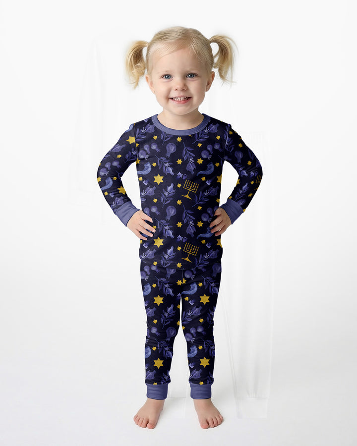 Rosh Hashanah Night Family Matching Bamboo Two Piece Long Sleeve Pajama Set