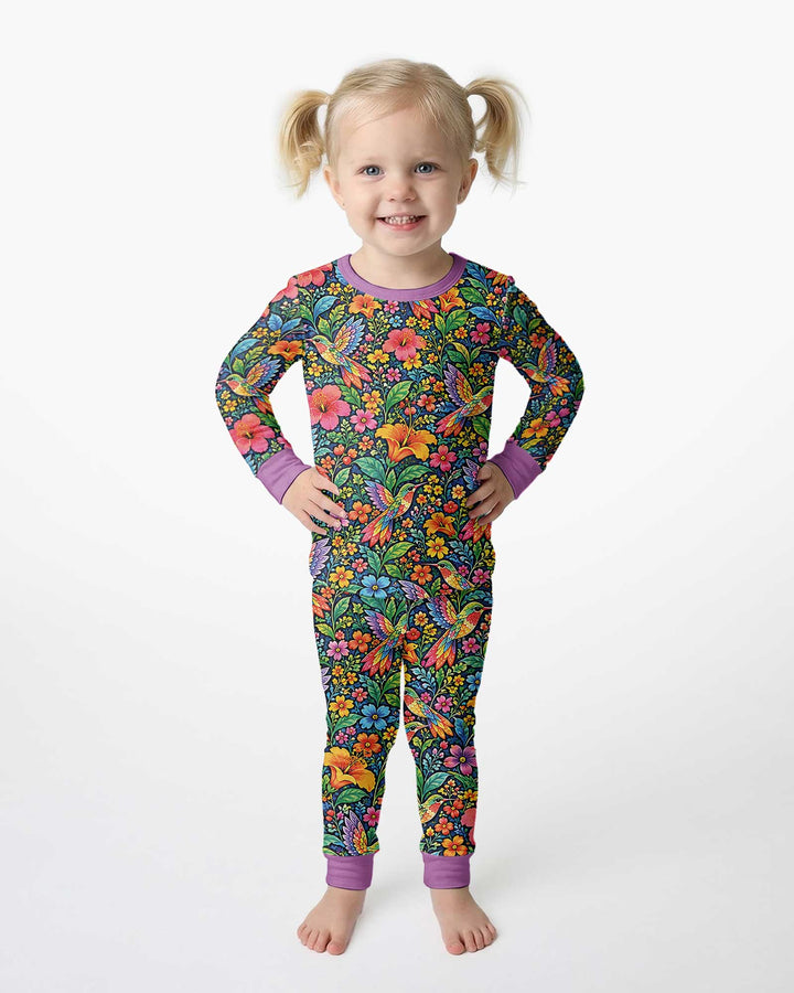 Hummingbird Paradise Bamboo Two Piece Long Sleeve Pajama Set