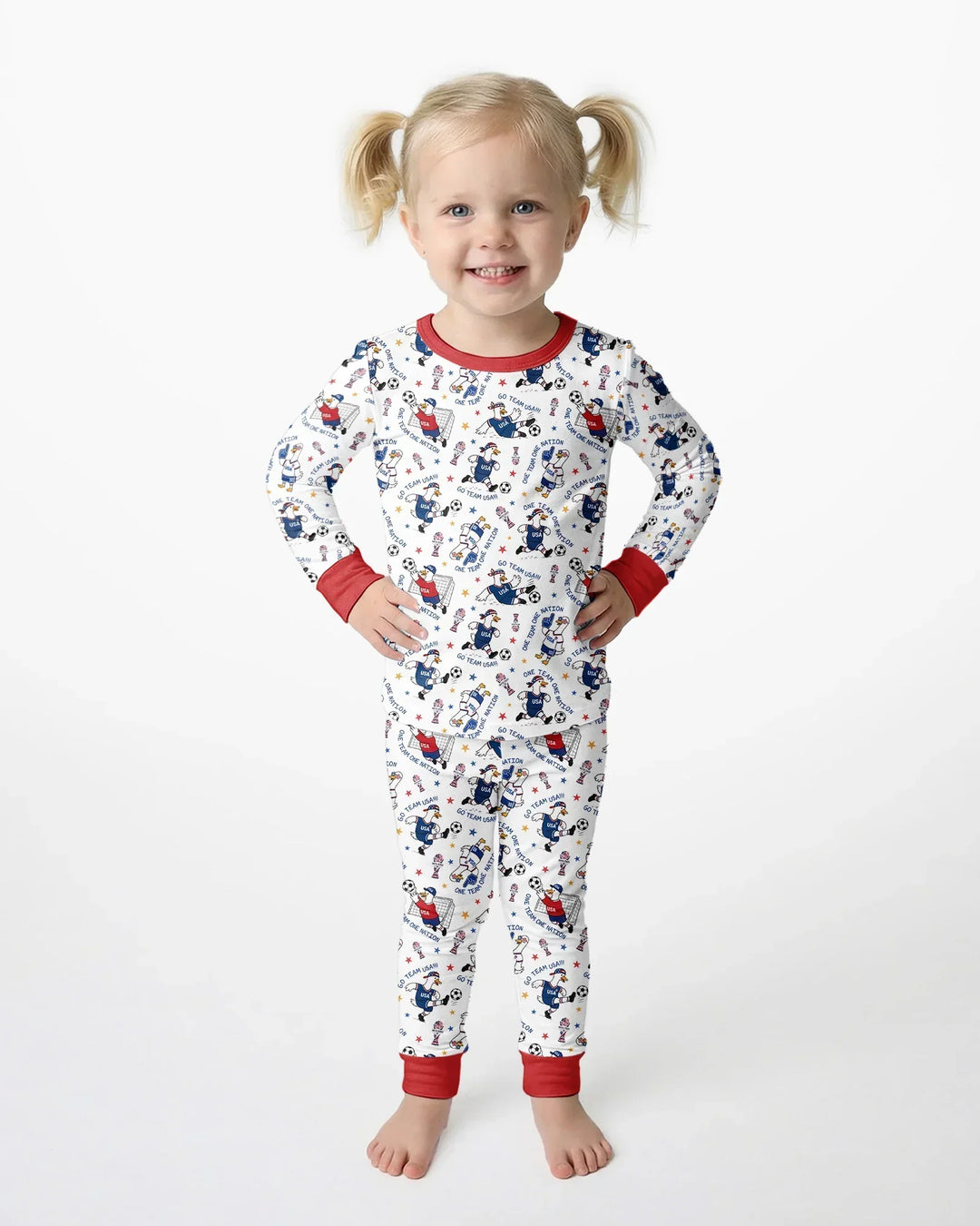 USA Soccer Goose Family Matching Bamboo Two Piece Long Sleeve Pajama Set