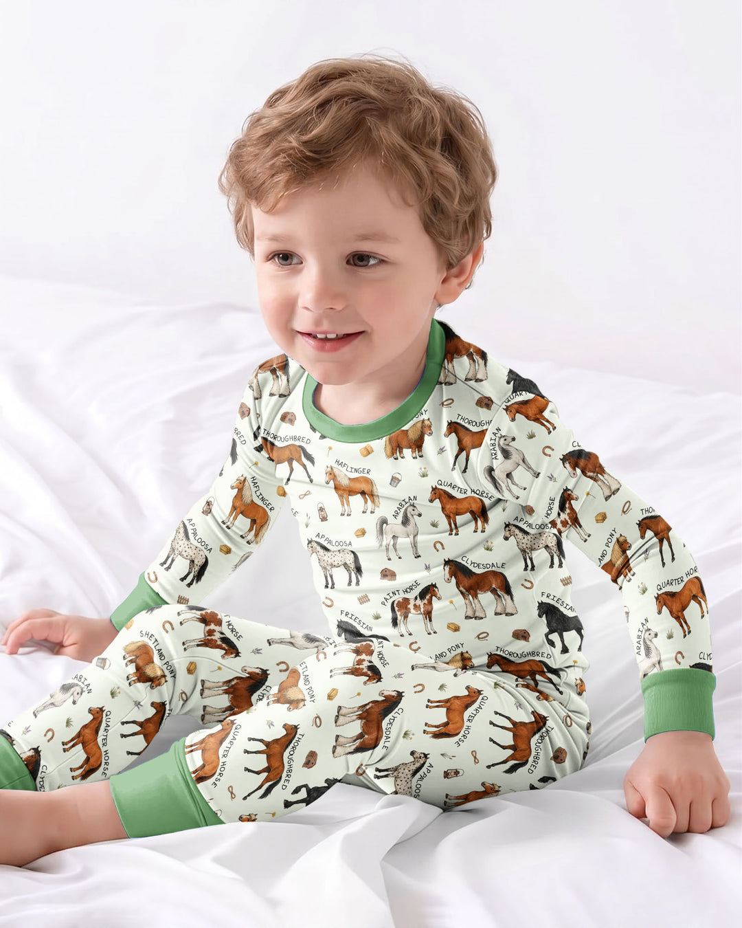 Types Of Horses Bamboo Two Piece Long Sleeve Pajama Set
