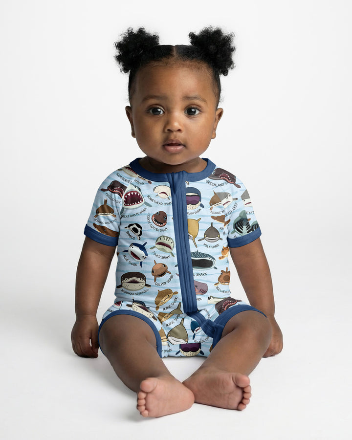 Shark Faces Bamboo Shorty Zippy