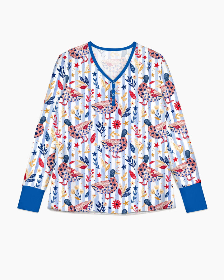 Patriotic Mallard Duck Bamboo Women Pajama Set