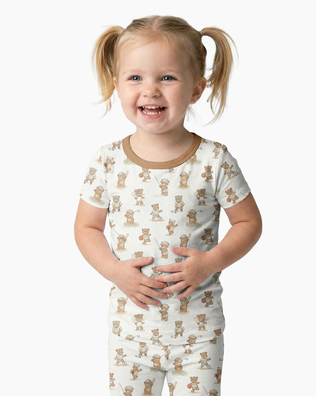 Little Sports Bears Bamboo Two Piece Short Sleeve Pajama Set