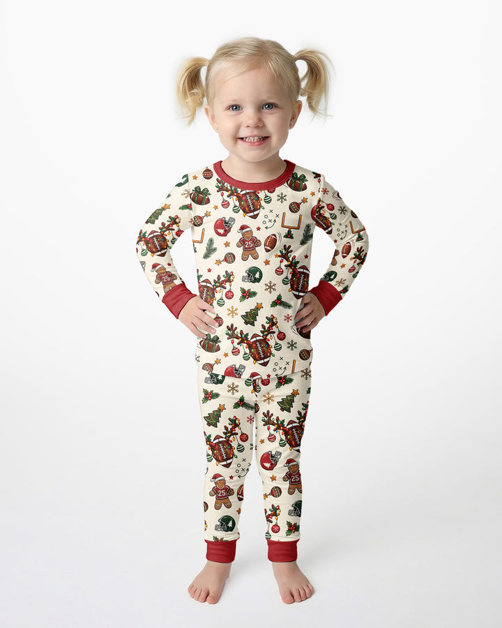Football Christmas Merry Kickmas Bamboo Two Piece Long Sleeve Pajama Set
