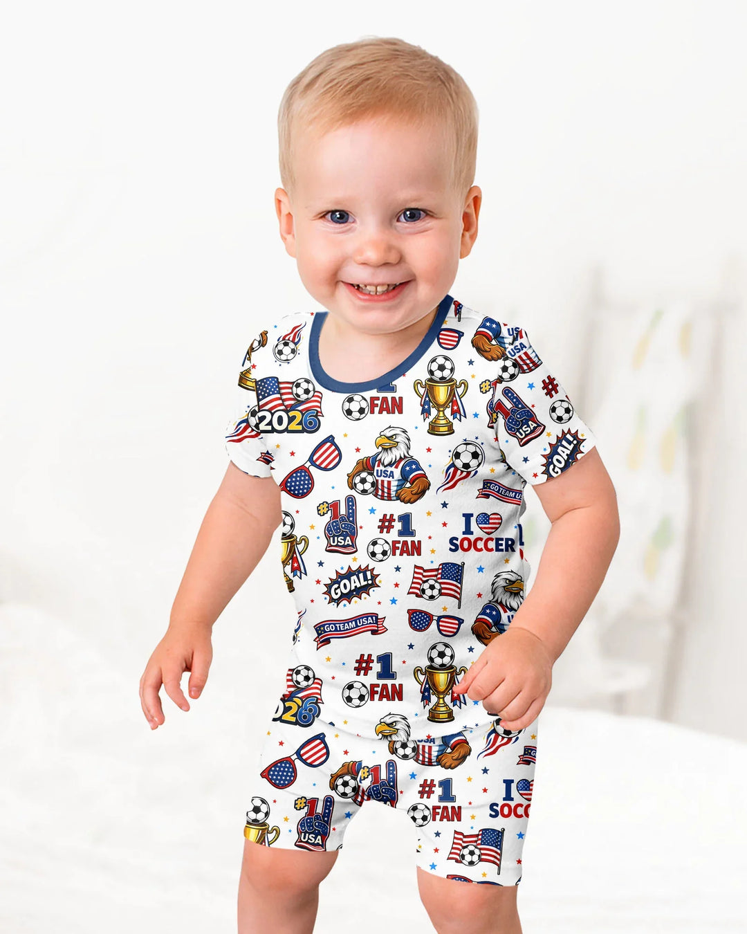 USA Soccer 2026 Party Bamboo Two Piece Short Sleeve Shorts Pajama Set