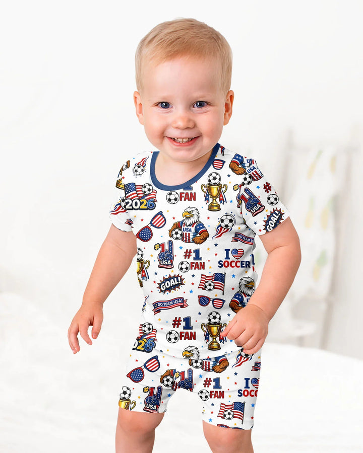 USA Soccer 2026 Party Bamboo Two Piece Short Sleeve Shorts Pajama Set