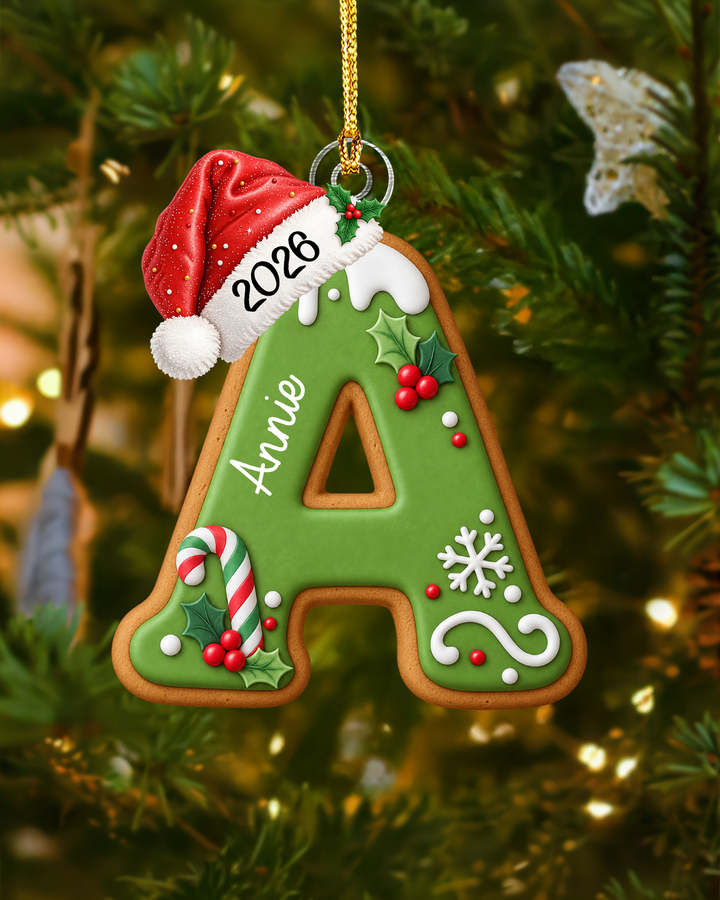 Personalized Gingerbread Letter Acrylic Ornament