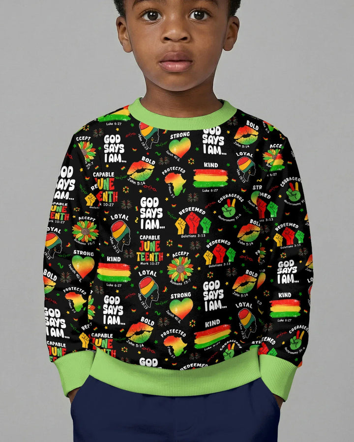 God Says I Am Juneteenth Blessings Bamboo Crewneck Sweatshirt