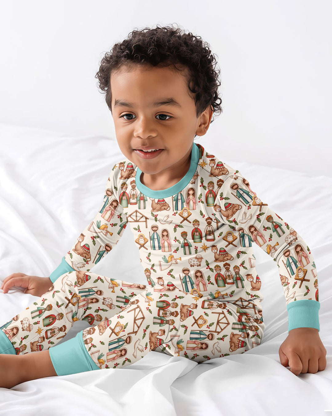 Holy Night Nativity Bamboo Two Piece Long Sleeve Pajama Set