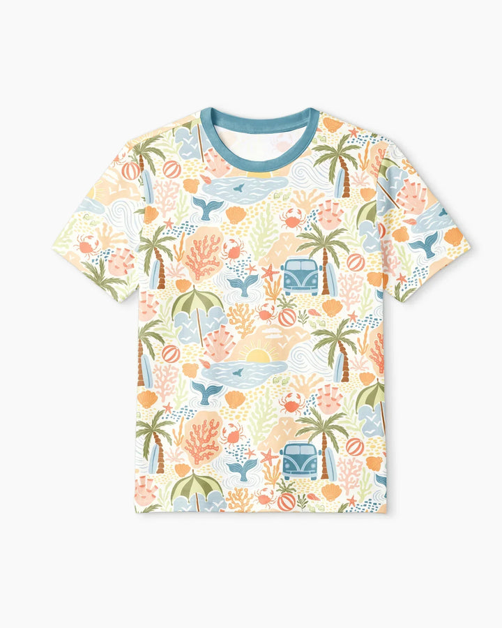 Beachy Boho Bamboo Men Short Sleeve Short Pajama Set