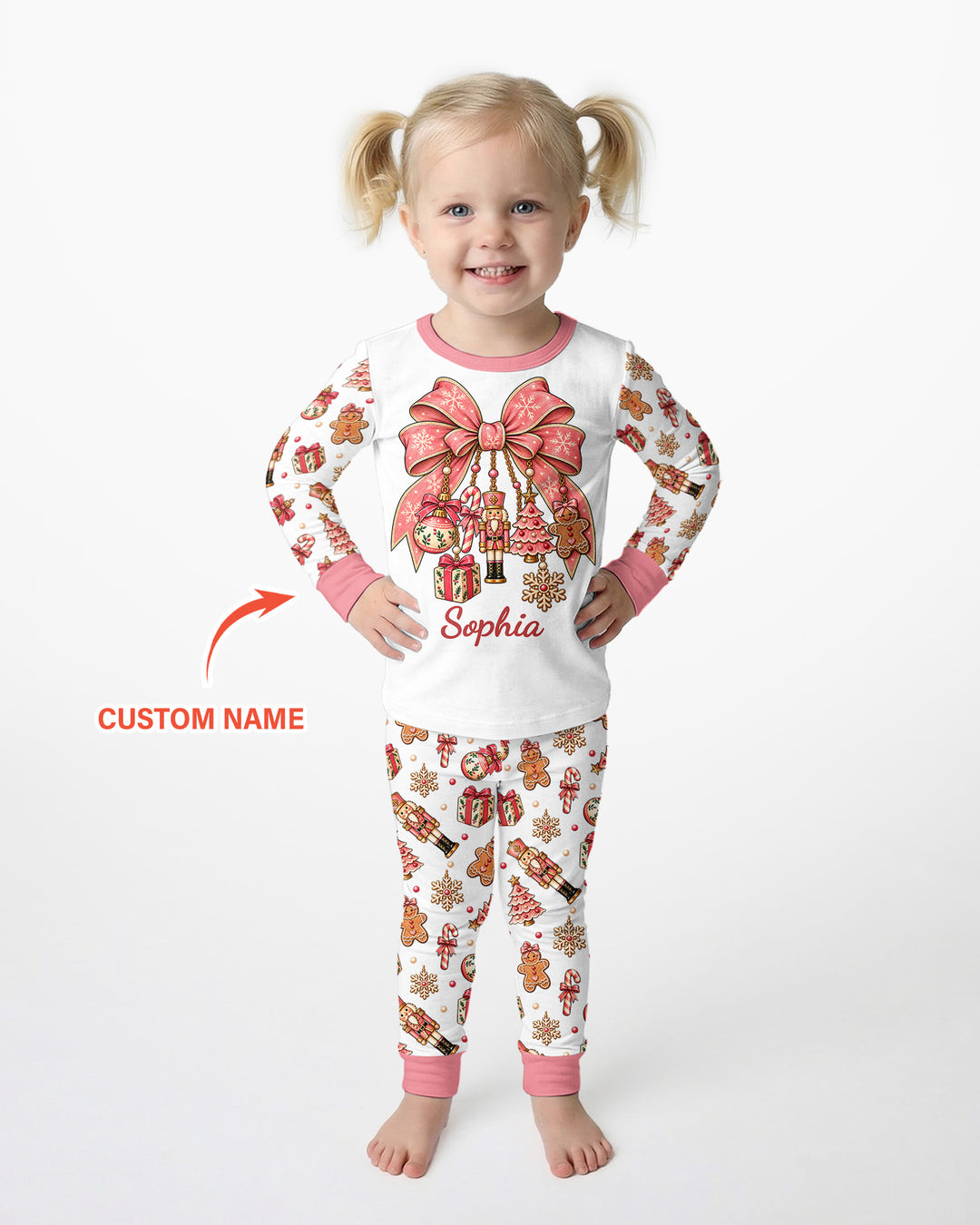 Custom Name Nutcracker The Bow Bamboo Two Piece Long Sleeve Pajama Set