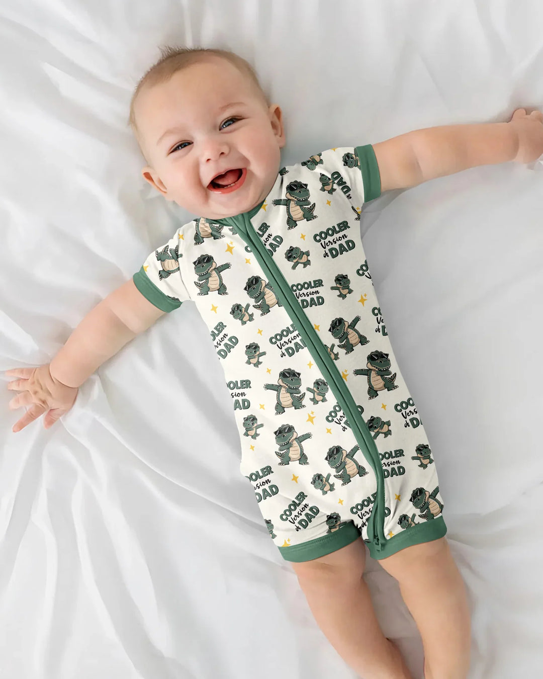 Cool Dino Daddy & Me Matching Bamboo Shorty Zippy