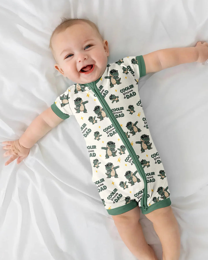 Cool Dino Daddy & Me Matching Bamboo Shorty Zippy