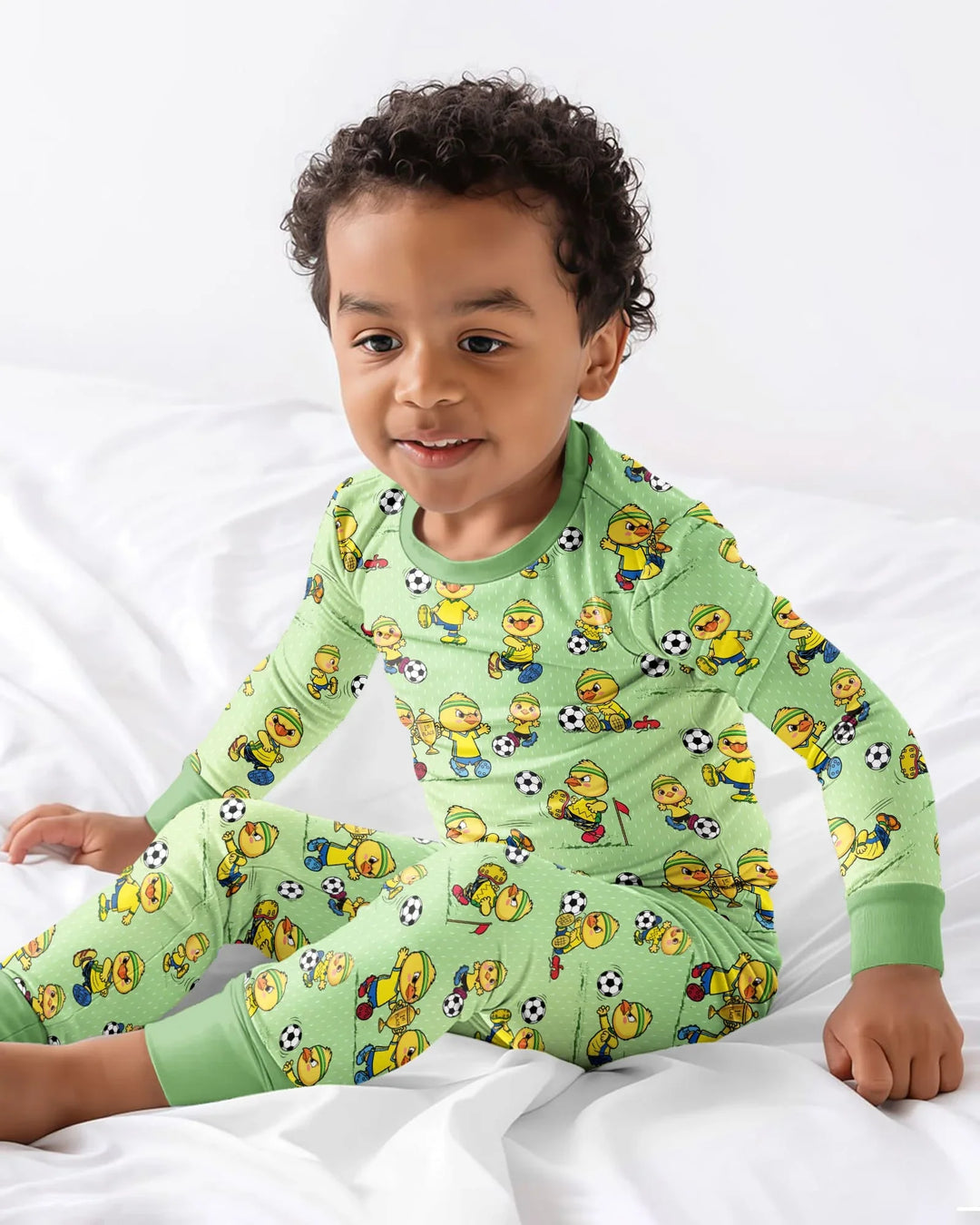 Brasil Soccer Fan Family Matching Bamboo Two Piece Long Sleeve Pajama Set