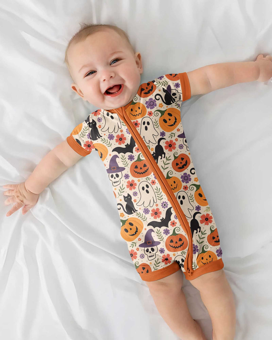 Spooky Halloween Floral Delight Bamboo Shorty Zippy