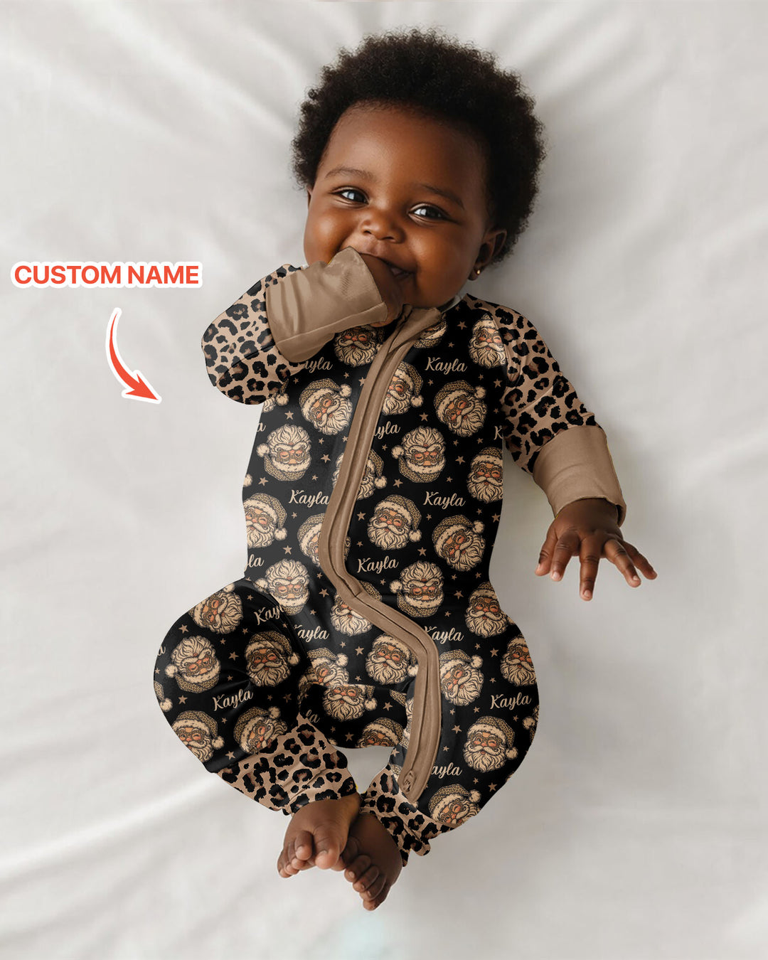 Custom Name Vintage Leopard Santa Bamboo Convertible Zippy