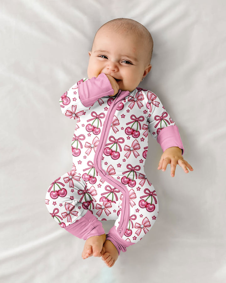 Pink Glitter Cherry Bows Bamboo Convertible Zippy