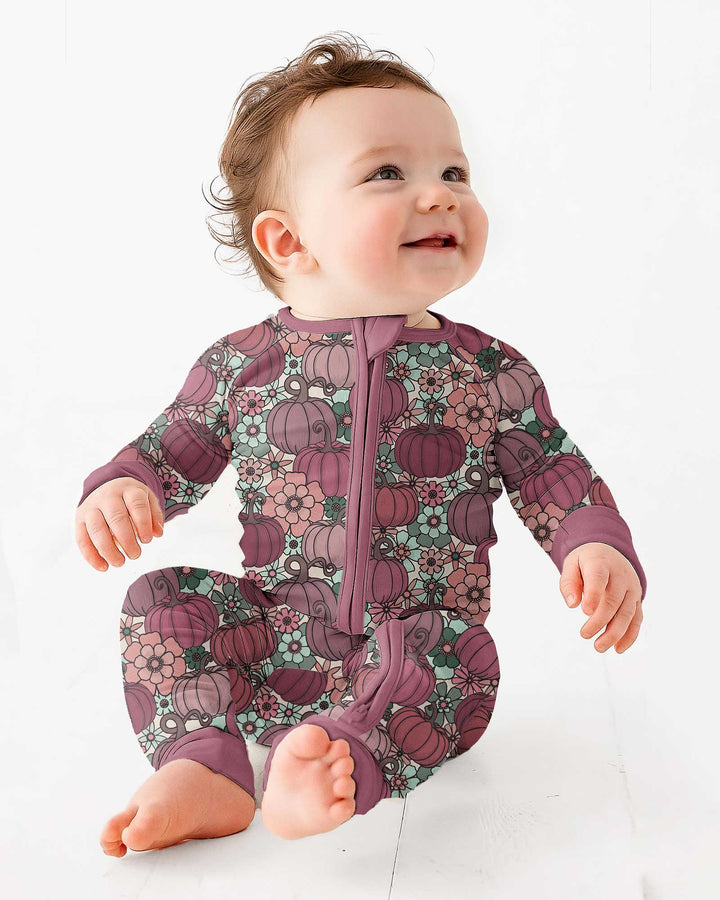 Retro Floral Pumpkin Patch Bamboo Convertible Zippy
