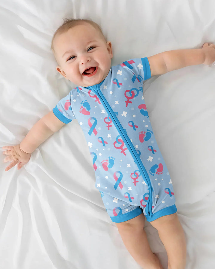 Infertility Awareness Blue and Pink Bamboo Shorty Zippy