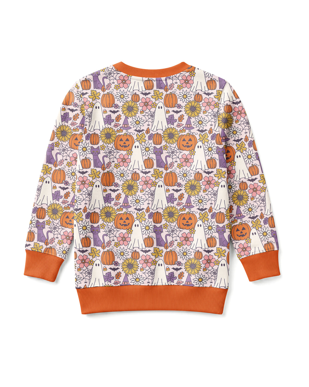 Ghost Pumpkin Fall Floral Halloween Bamboo Crewneck Sweatshirt