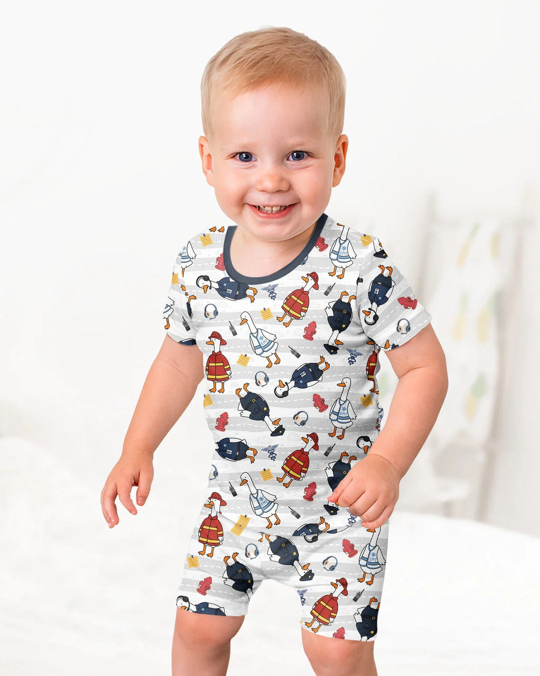 Rescue Goose Squad Bamboo Two Piece Short Sleeve Shorts Pajama Set