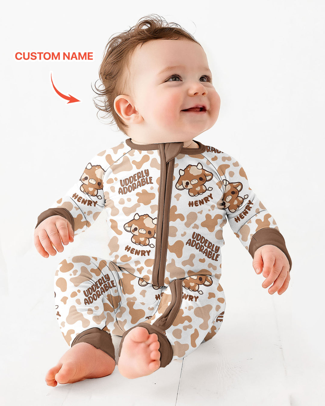Udderly Adorable Custom Name Bamboo Convertible Zippy