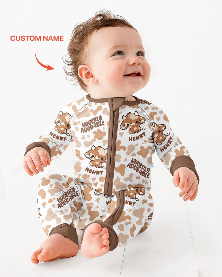Udderly Adorable Custom Name Bamboo Convertible Zippy