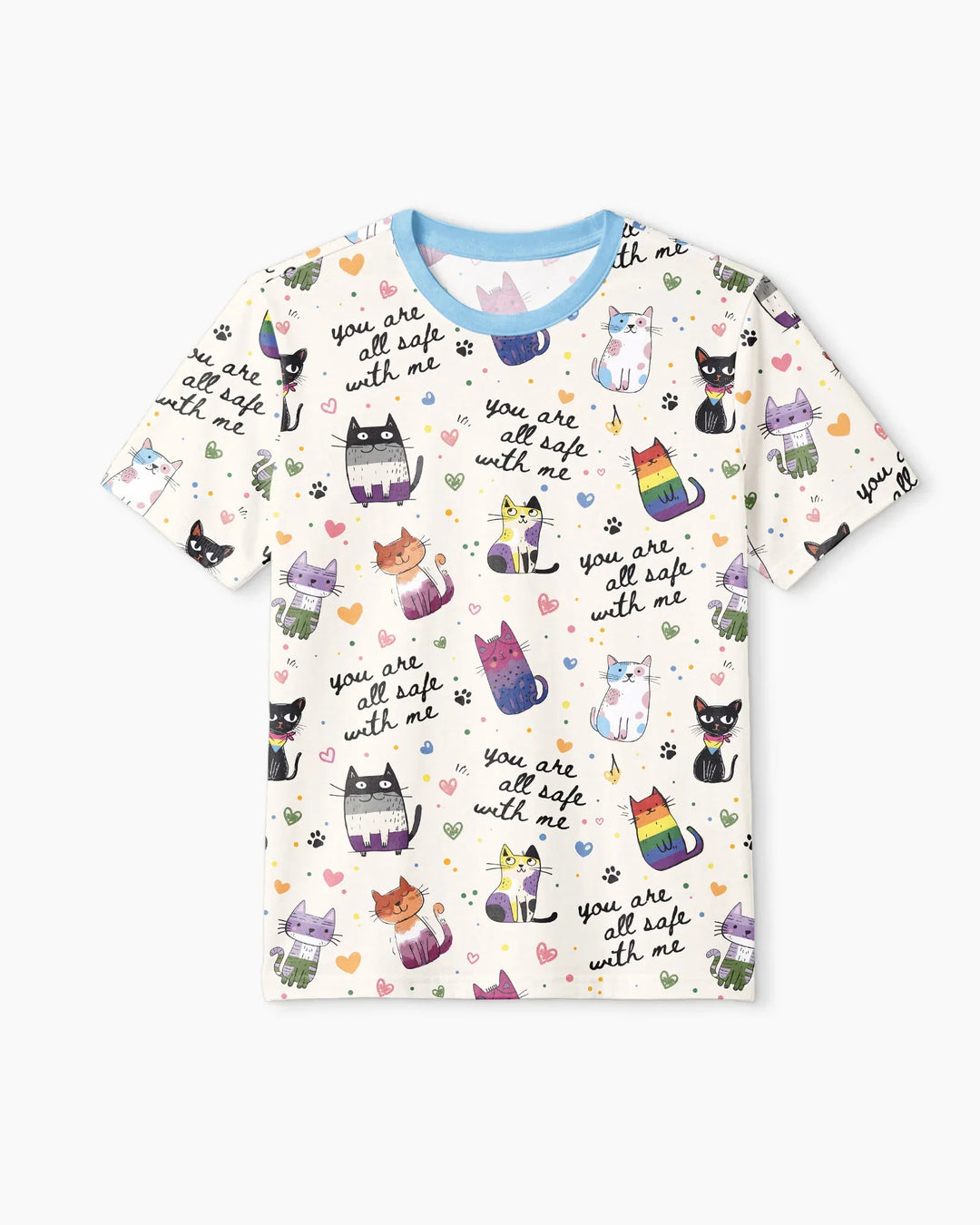 Loved & Safe Kitties Family Matching Bamboo Men Short Sleeve Short Pajama Set