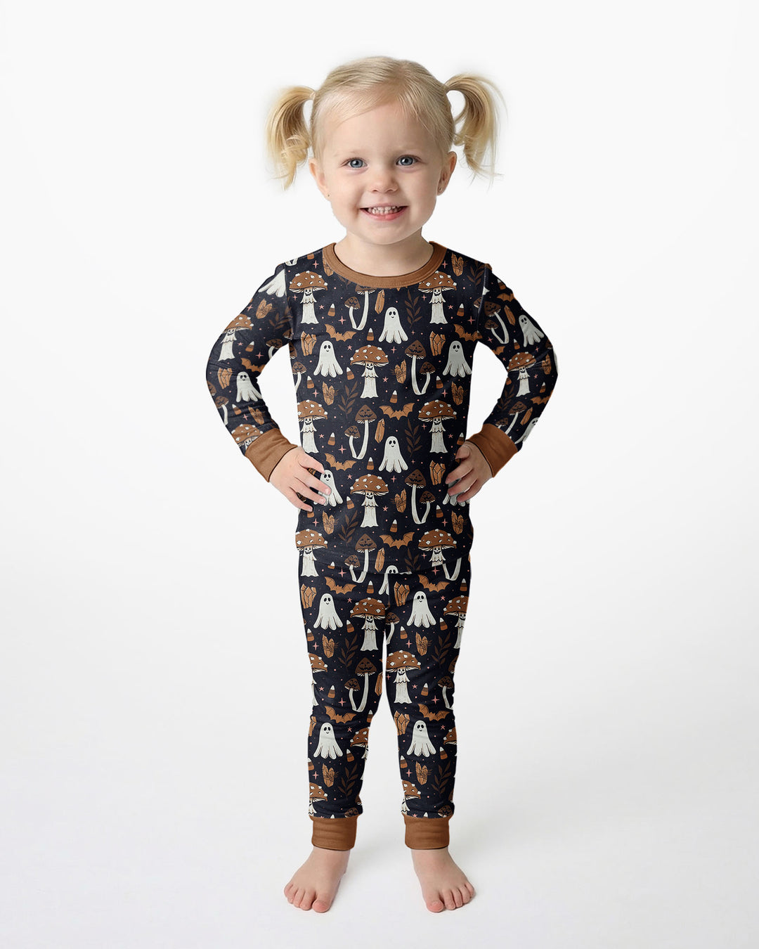Retro Halloween Whimsy Bamboo Two Piece Long Sleeve Pajama Set