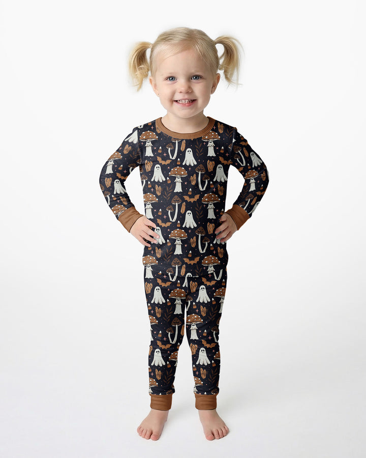 Retro Halloween Whimsy Bamboo Two Piece Long Sleeve Pajama Set