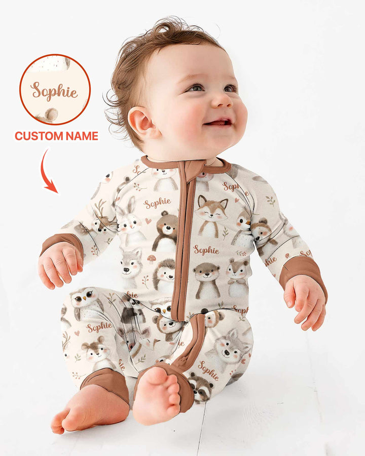 Custom Name Watercolor Woodland Bamboo Convertible Zippy