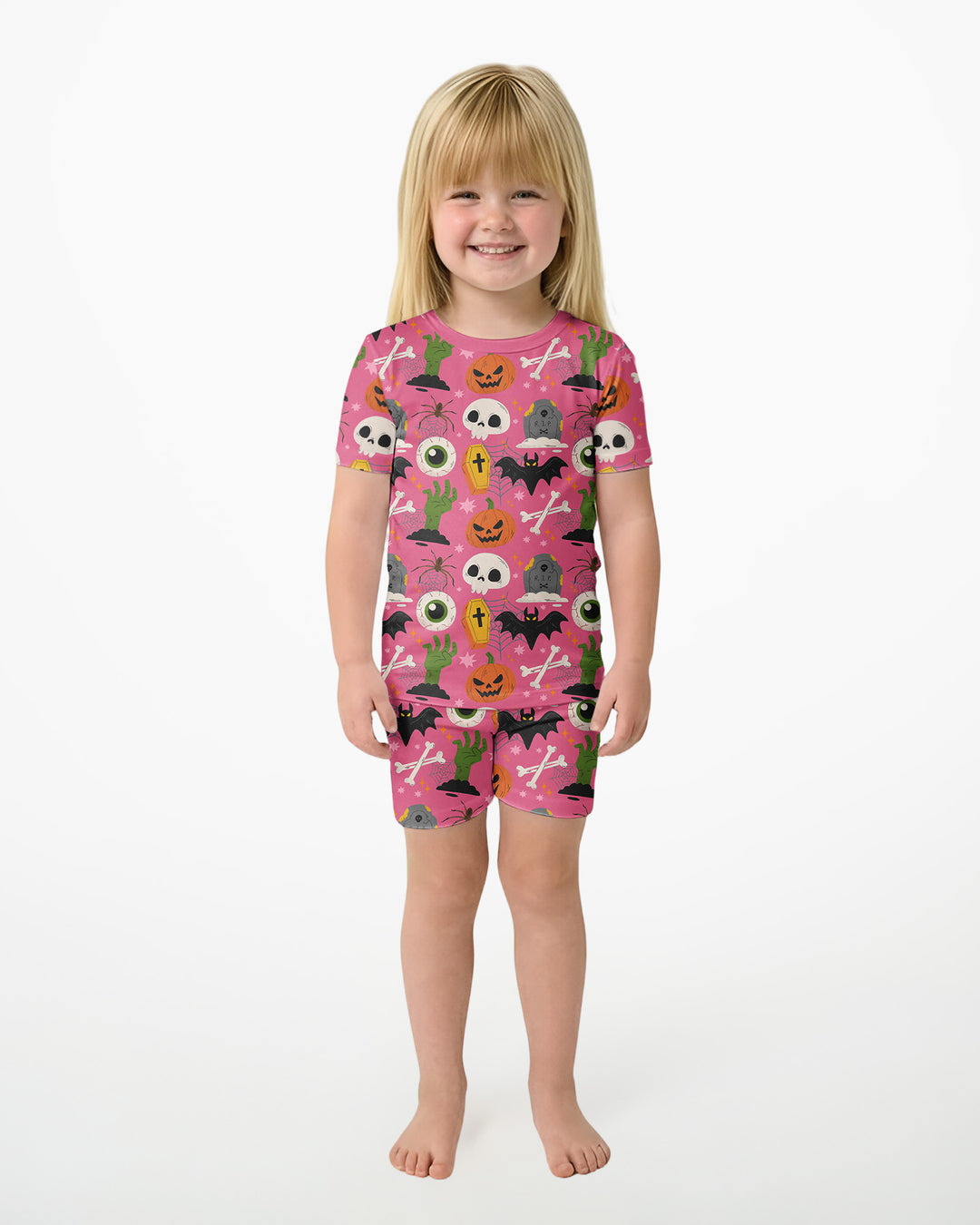 Little Monsters Bamboo Two Piece Short Sleeve Shorts Pyjamas Set For Halloween
