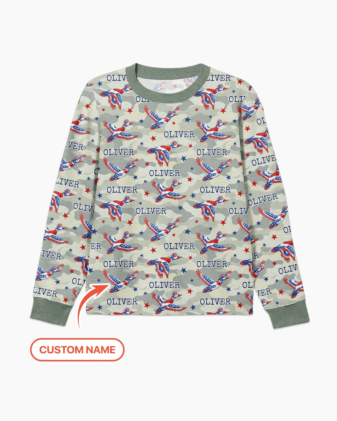Custom Name America Mallard Duck Family Matching Bamboo Men's Pajama Set