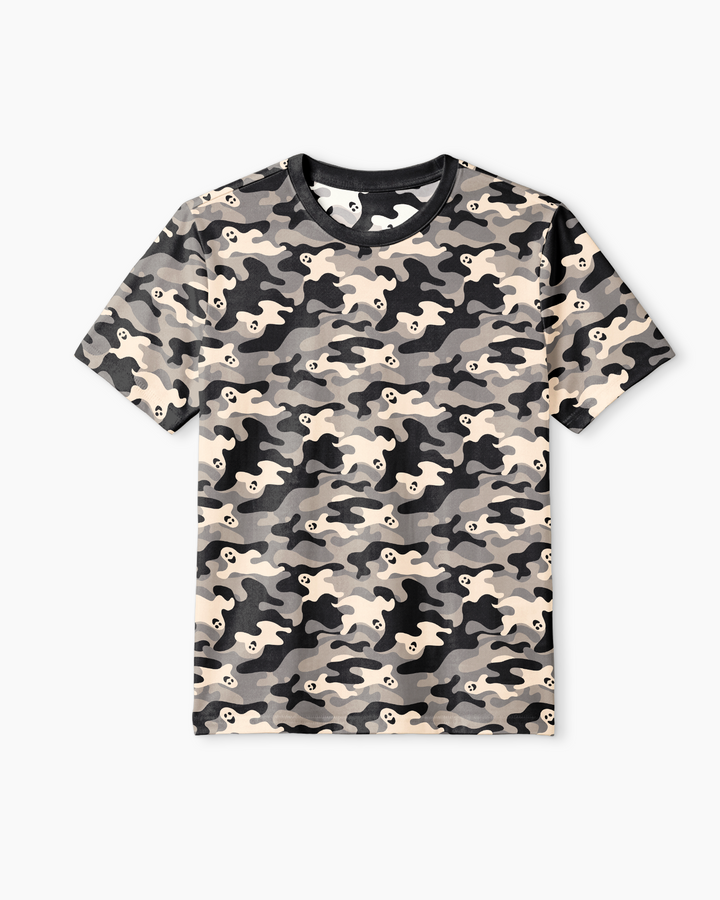 Camo Halloween Ghost Bamboo Men Short Sleeve Short Pajama Set