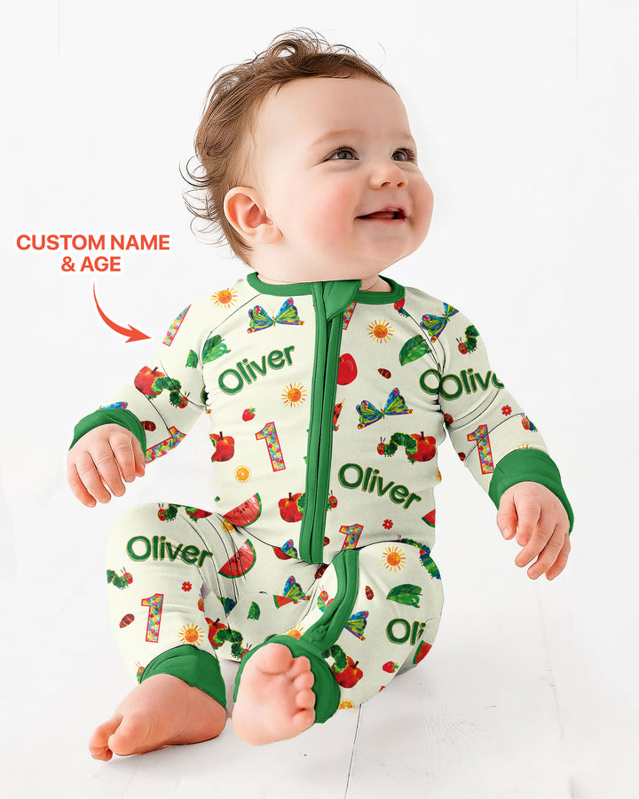 Custom Name and Age Birthday Of Very Hungry Caterpillar Bamboo Convertible Zippy