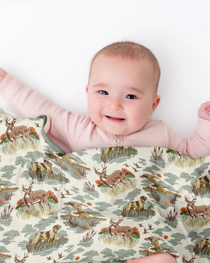Vintage Hunting Season Daddy& Me Matching Bamboo Blanket