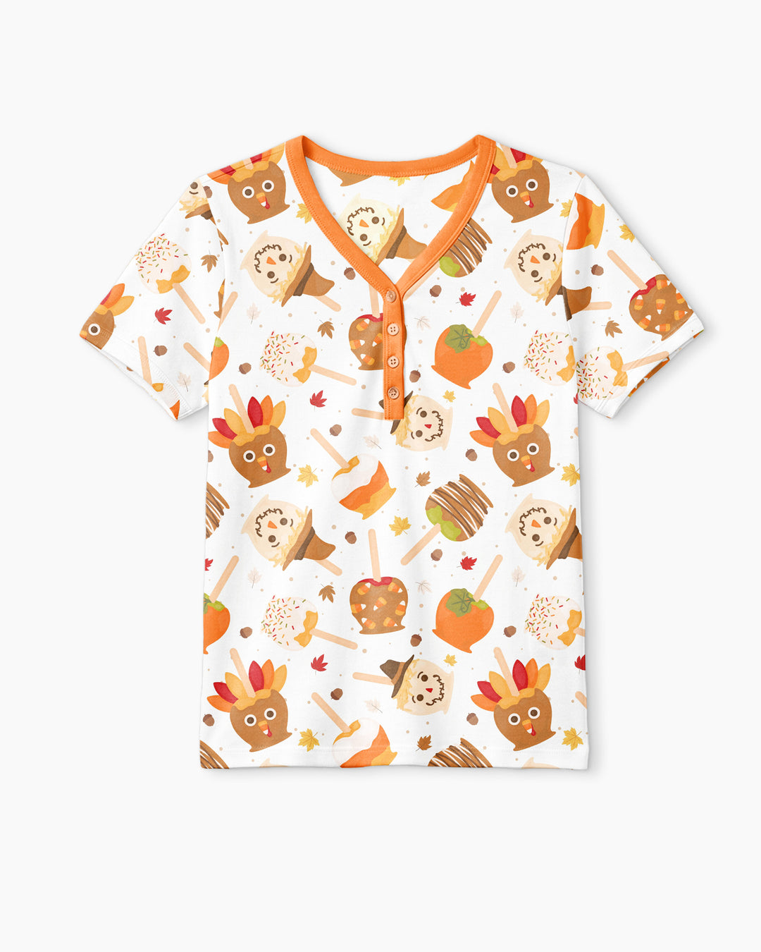 Fall Caramel Apple Family Matching Bamboo Women Short Sleeve Short Pajama Set
