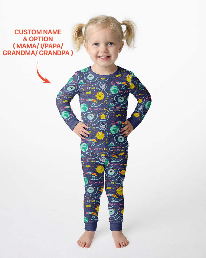 Love to the Moon and Back  Bamboo Two Piece Long Sleeve Pajama Set