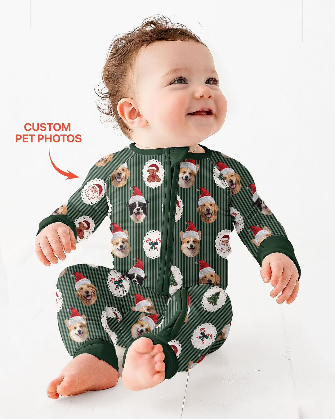 Custom Pet Face Christmas Cameo Bamboo Convertible Zippy