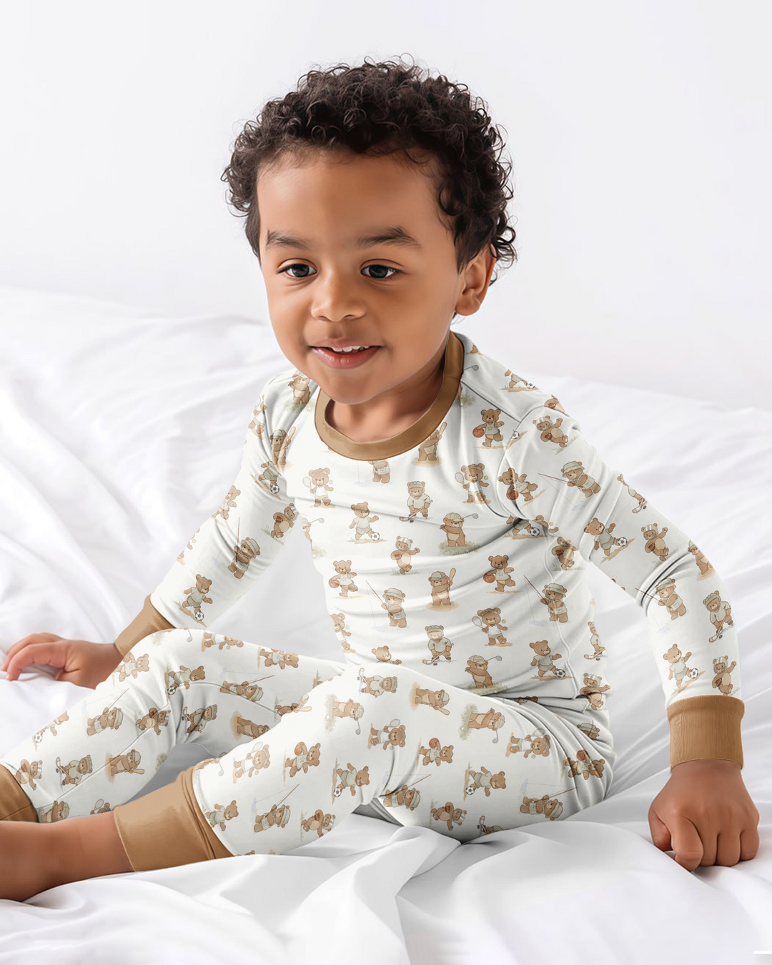 Little Sports Bears Bamboo Two Piece Long Sleeve Pajama Set