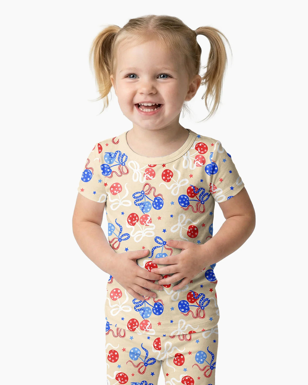Cherry America 4th of July Bamboo Two Piece Short Sleeve Pajama Set
