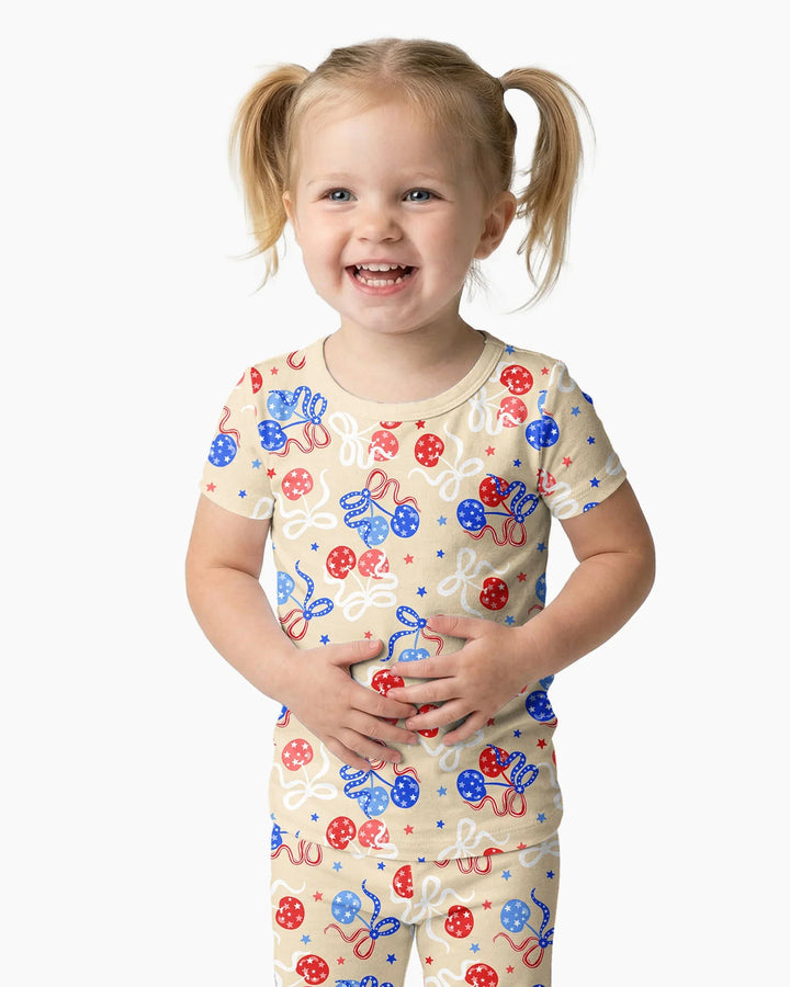 Cherry America 4th of July Bamboo Two Piece Short Sleeve Pajama Set