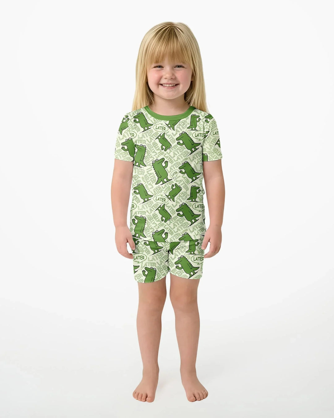 See you later, alligator! Bamboo Two Piece Short Sleeve Shorts Pajama Set