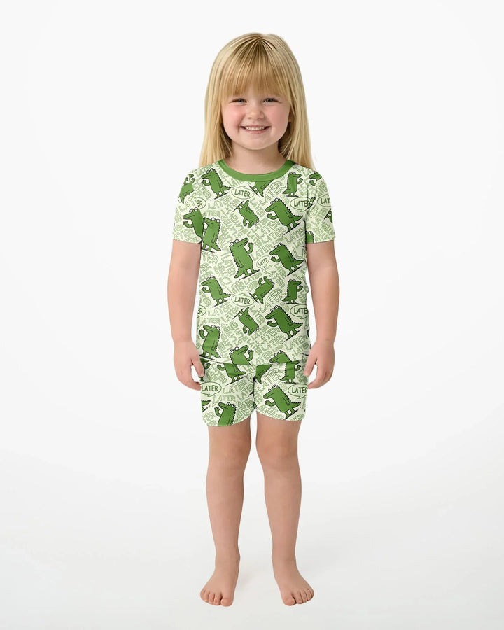 See you later, alligator! Bamboo Two Piece Short Sleeve Shorts Pajama Set