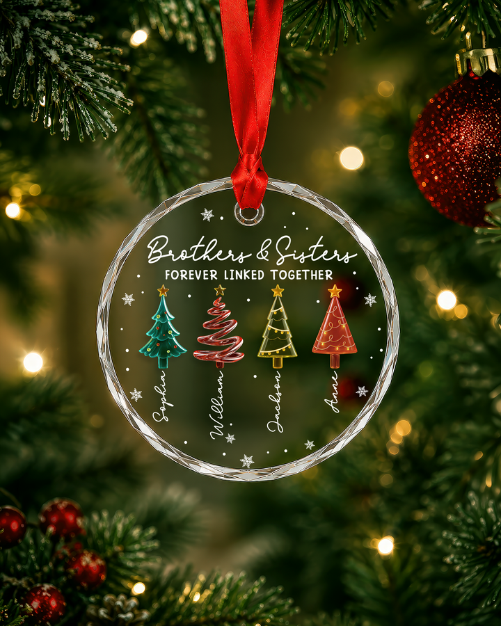 Season Love Siblings Personalized Glass Ornament