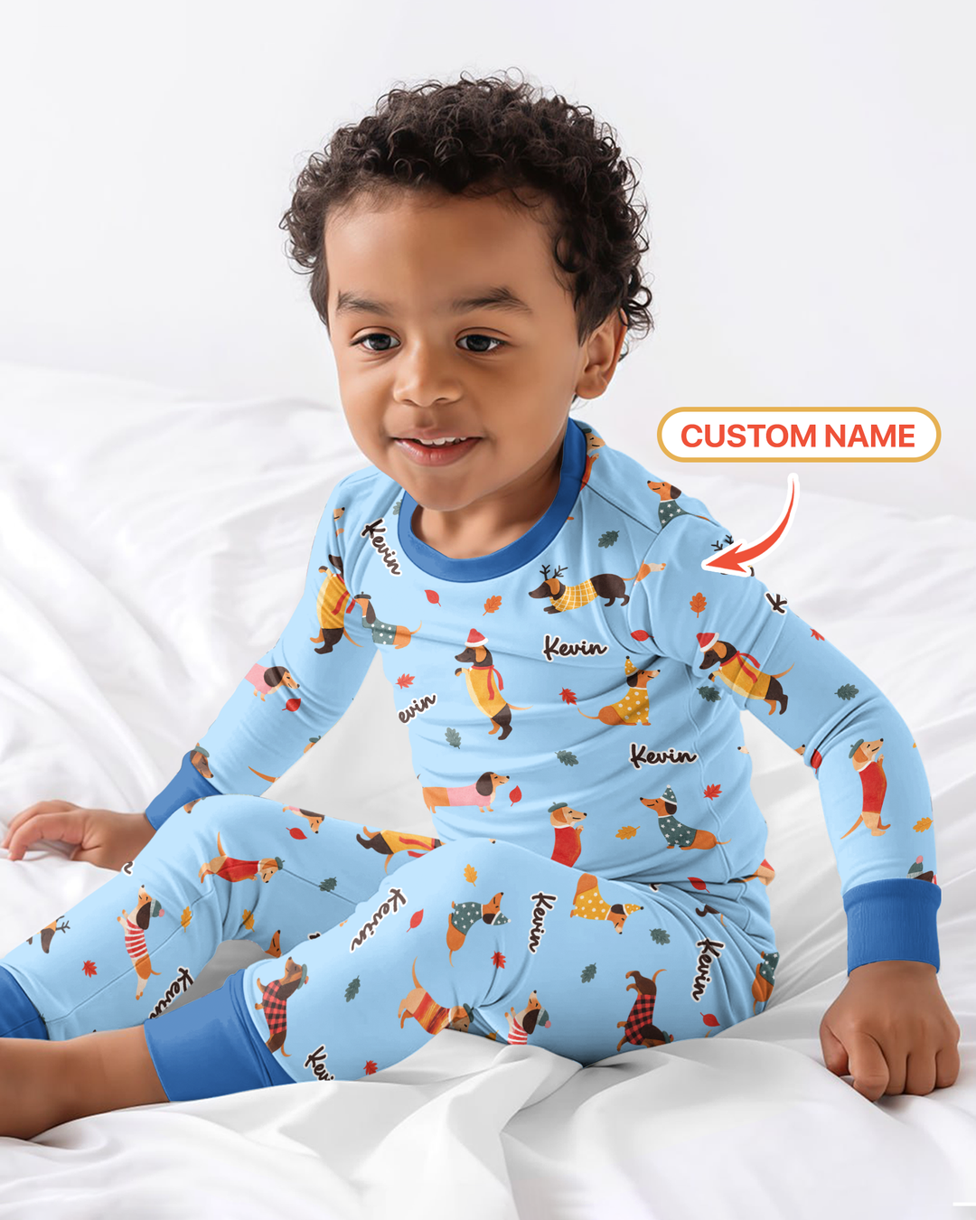 Autumn Dachshund Kids Bamboo Two Piece Long Sleeve Pajama Set