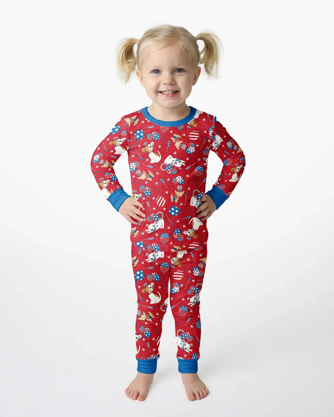 Red, White & Woof Family Matching Bamboo Two Piece Long Sleeve Pajama Set